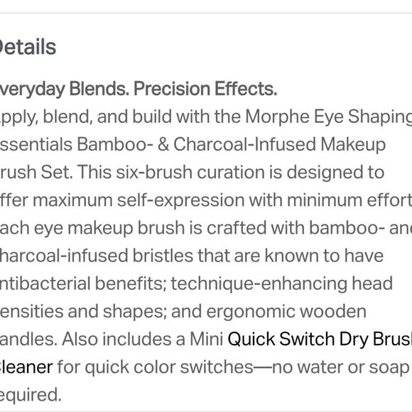 Morphe Eye Shaping Essentialis Bamboo & Charcoal Infused Eye Brush Set - Picture 10 of 11